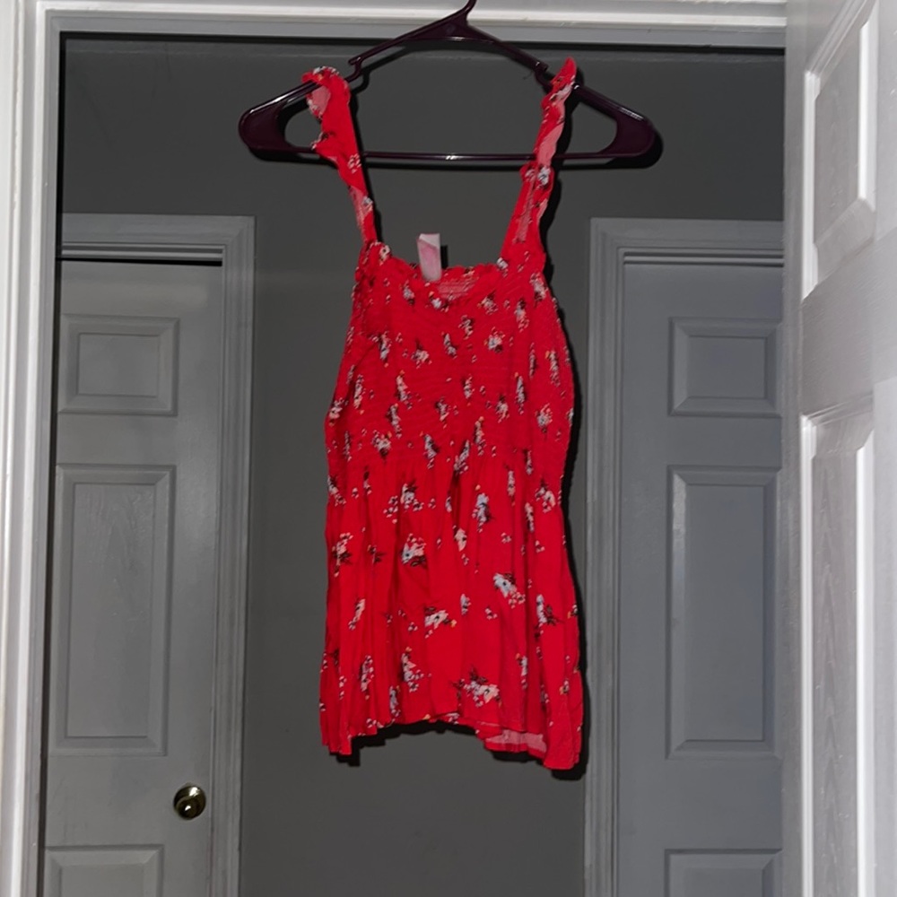 Red floral tank top